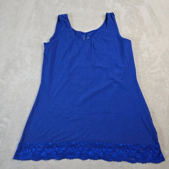 4 Paix Tops - Y2K Inspired Tank Womens Small Blue Bottom Lace Trim Layerable Classic Colorful